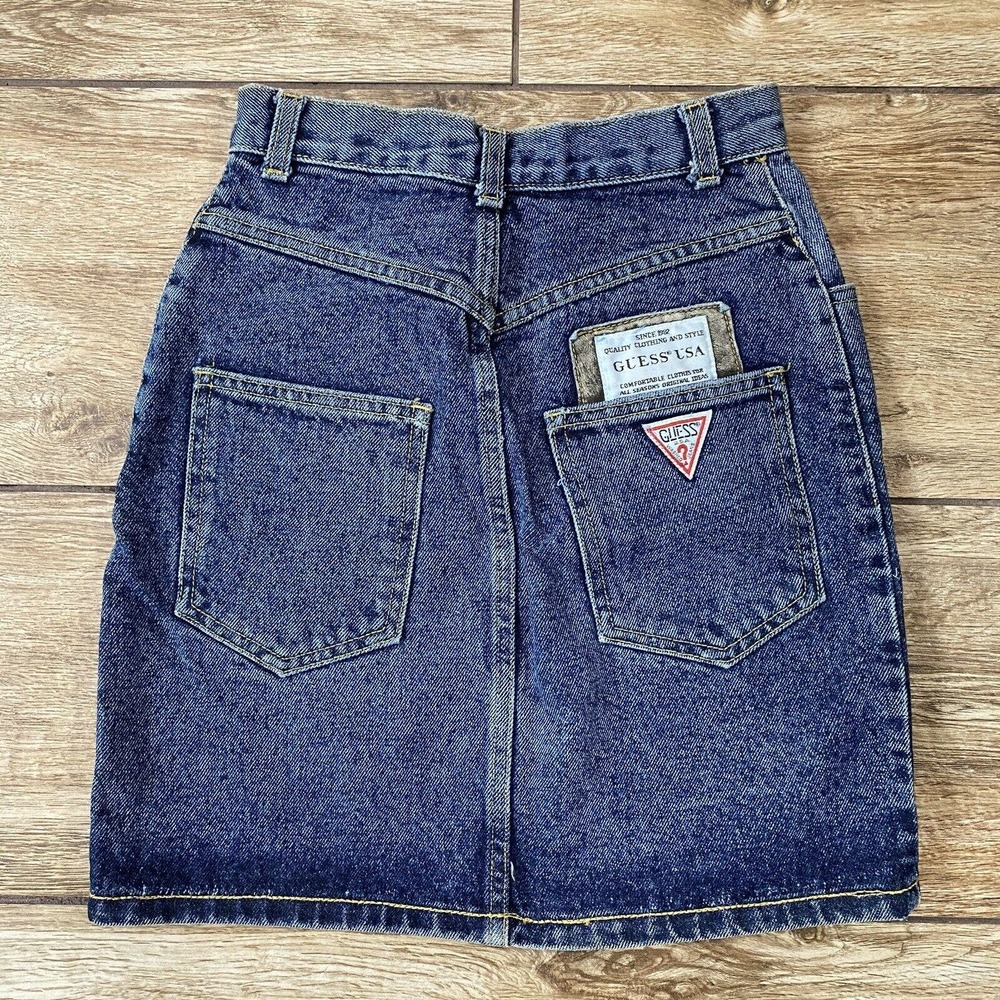 Vintage Guess Georges Marciano Denim Mini Skirt USA Made Women’s 27 Button Fly